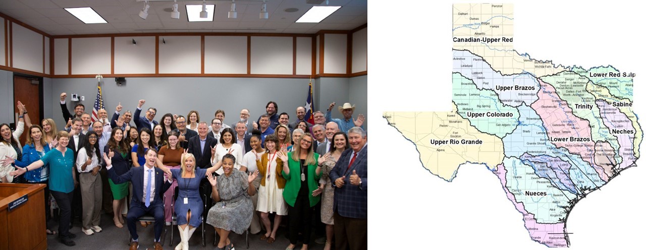 Map of Texas State Flood Plan and TWDB board and team stakeholders Halff